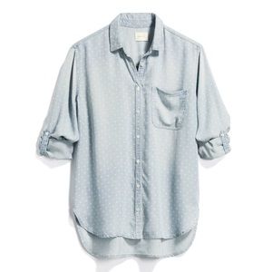 NWT | ID: 23 Chambray Polka Dot Shirt
